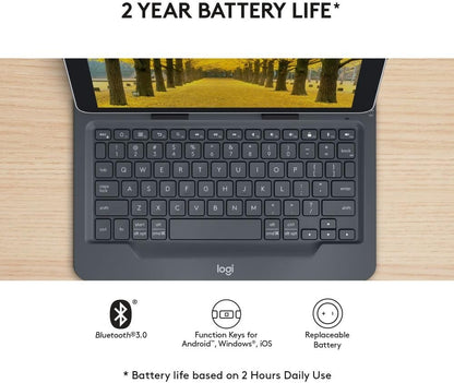 Logitech Universal Folio met geïntegreerd toetsenbord voor 9-10" tablets, QWERTY Pan Nordic Layout - Zwart