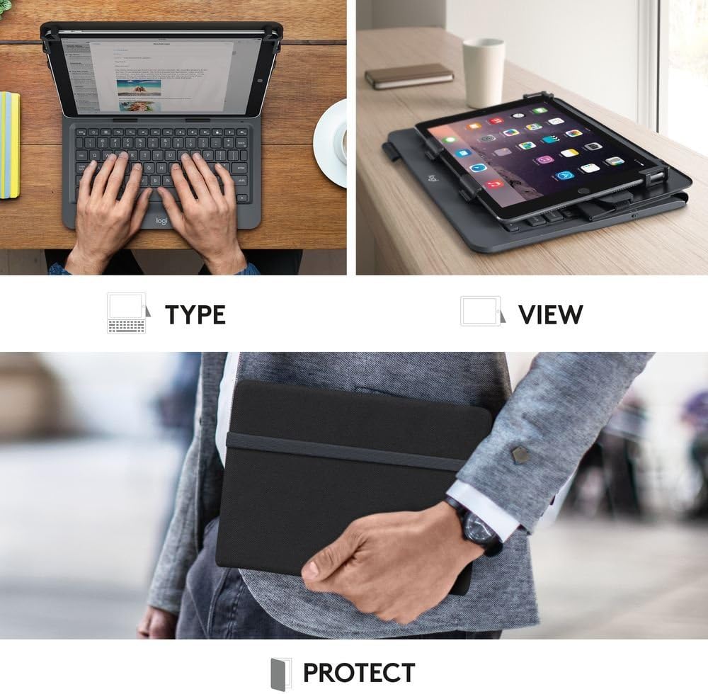 Logitech Universal Folio met geïntegreerd toetsenbord voor 9-10" tablets, QWERTY Pan Nordic Layout - Zwart