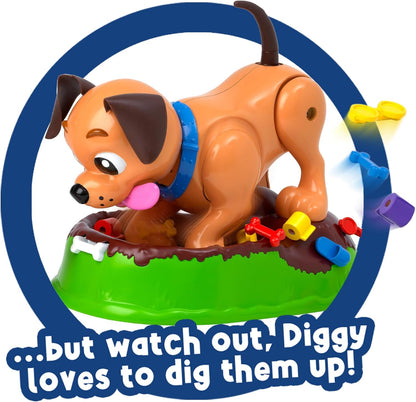 IDEAL | Diggy The Dog: Hide your treasure from the pup but be careful he might dig it up! | Kids Games | 2-4 Players | Ages 4+