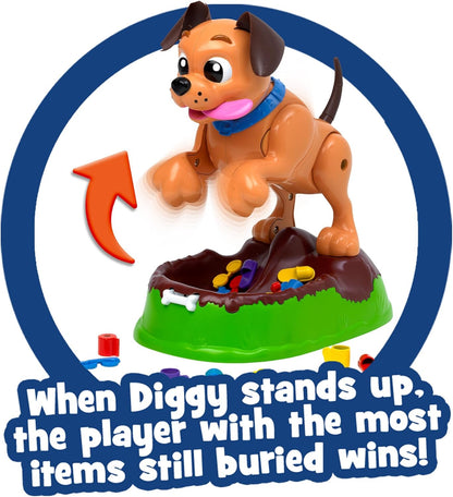 IDEAL | Diggy The Dog: Hide your treasure from the pup but be careful he might dig it up! | Kids Games | 2-4 Players | Ages 4+
