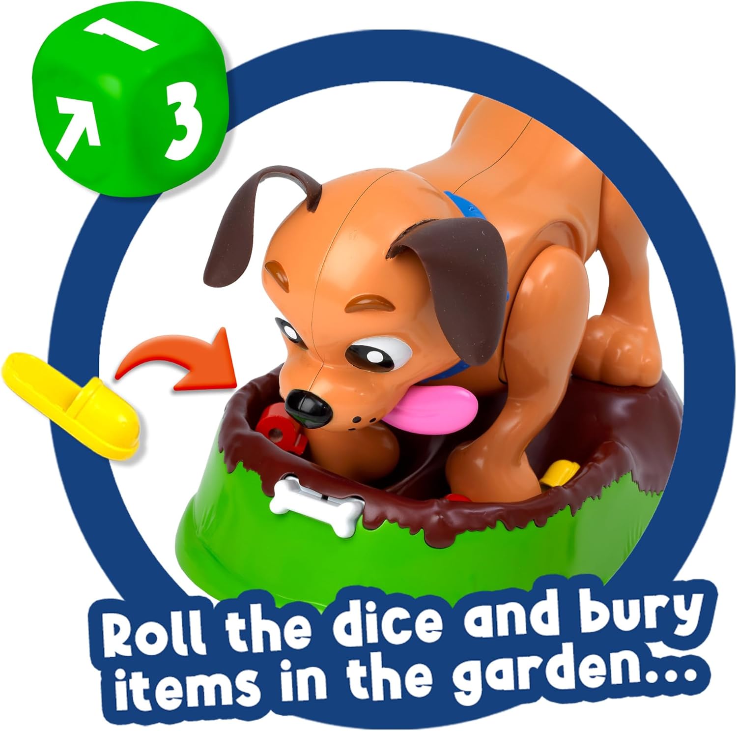 IDEAL | Diggy The Dog: Hide your treasure from the pup but be careful he might dig it up! | Kids Games | 2-4 Players | Ages 4+
