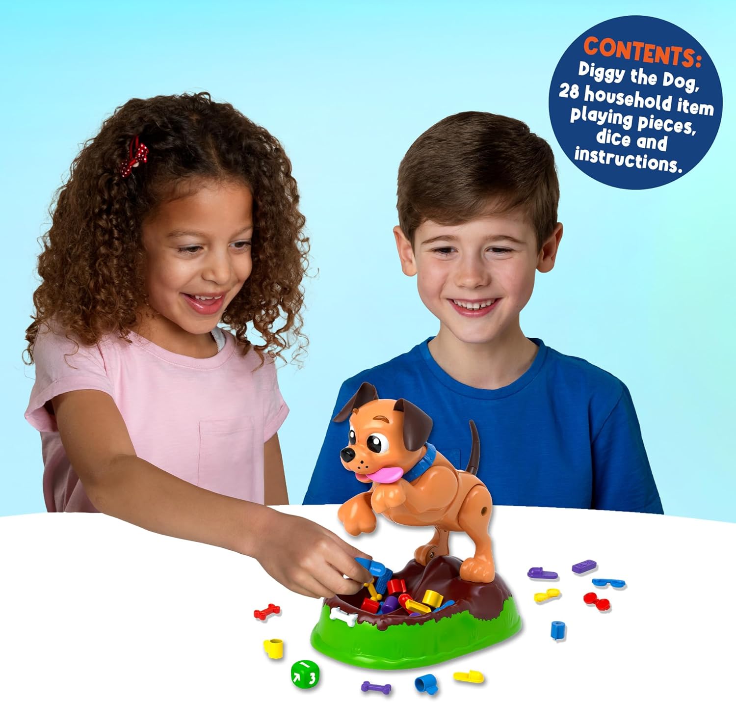 IDEAL | Diggy The Dog: Hide your treasure from the pup but be careful he might dig it up! | Kids Games | 2-4 Players | Ages 4+