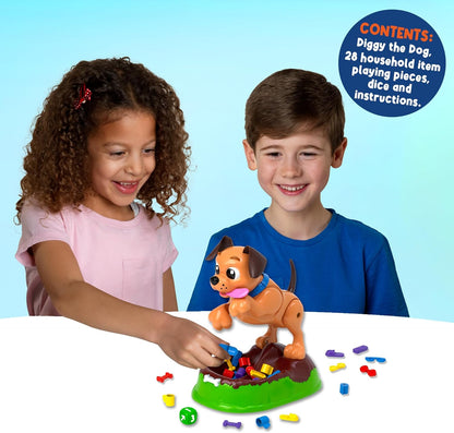 IDEAL | Diggy The Dog: Hide your treasure from the pup but be careful he might dig it up! | Kids Games | 2-4 Players | Ages 4+