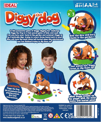 IDEAL | Diggy The Dog: Hide your treasure from the pup but be careful he might dig it up! | Kids Games | 2-4 Players | Ages 4+