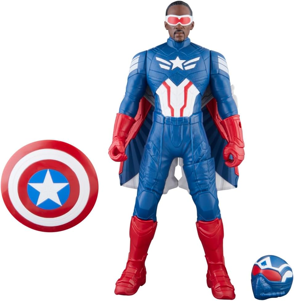 Marvel Avengers Captain America: coraggioso New World Flight Mode action figure con accessori, giocattoli super eroi da 22 cm per bambini dai 4 anni in poi