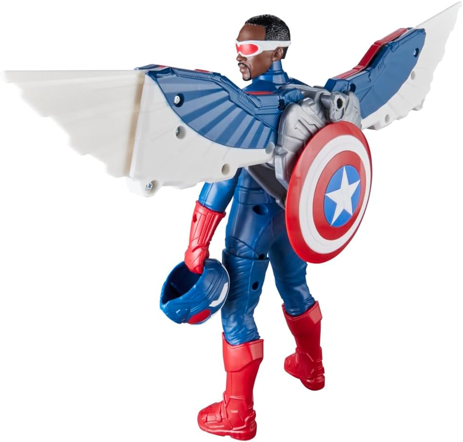 Marvel Avengers Captain America: coraggioso New World Flight Mode action figure con accessori, giocattoli super eroi da 22 cm per bambini dai 4 anni in poi