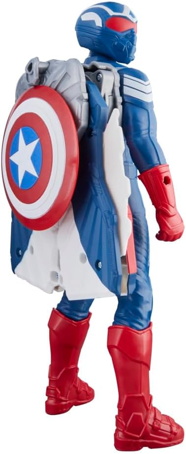 Marvel Avengers Captain America: coraggioso New World Flight Mode action figure con accessori, giocattoli super eroi da 22 cm per bambini dai 4 anni in poi