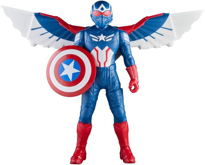 Marvel Avengers Captain America: coraggioso New World Flight Mode action figure con accessori, giocattoli super eroi da 22 cm per bambini dai 4 anni in poi