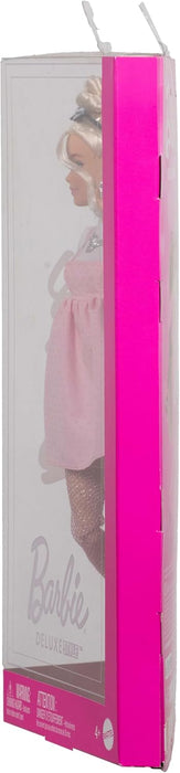 Barbie Deluxe Style Doll #3 in Barbiecore Outfit, Blond Hair in Top Knot, Pink Pastel Dress with Oversized Bow and Accessories Like Mesh Tights