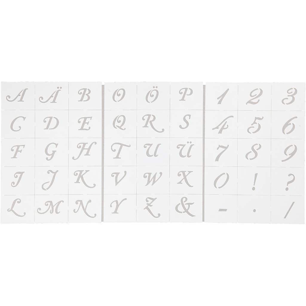 Schablone Buchstaben & Zahlen A5 15x21 Cm H 20-30 Mm 3 Bl.