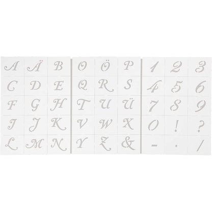 Schablone Buchstaben & Zahlen A5 15x21 Cm H 20-30 Mm 3 Bl.