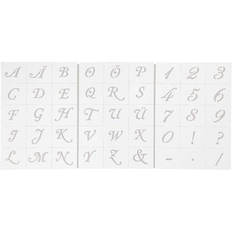 Schablone Buchstaben & Zahlen A5 15x21 Cm H 20-30 Mm 3 Bl.