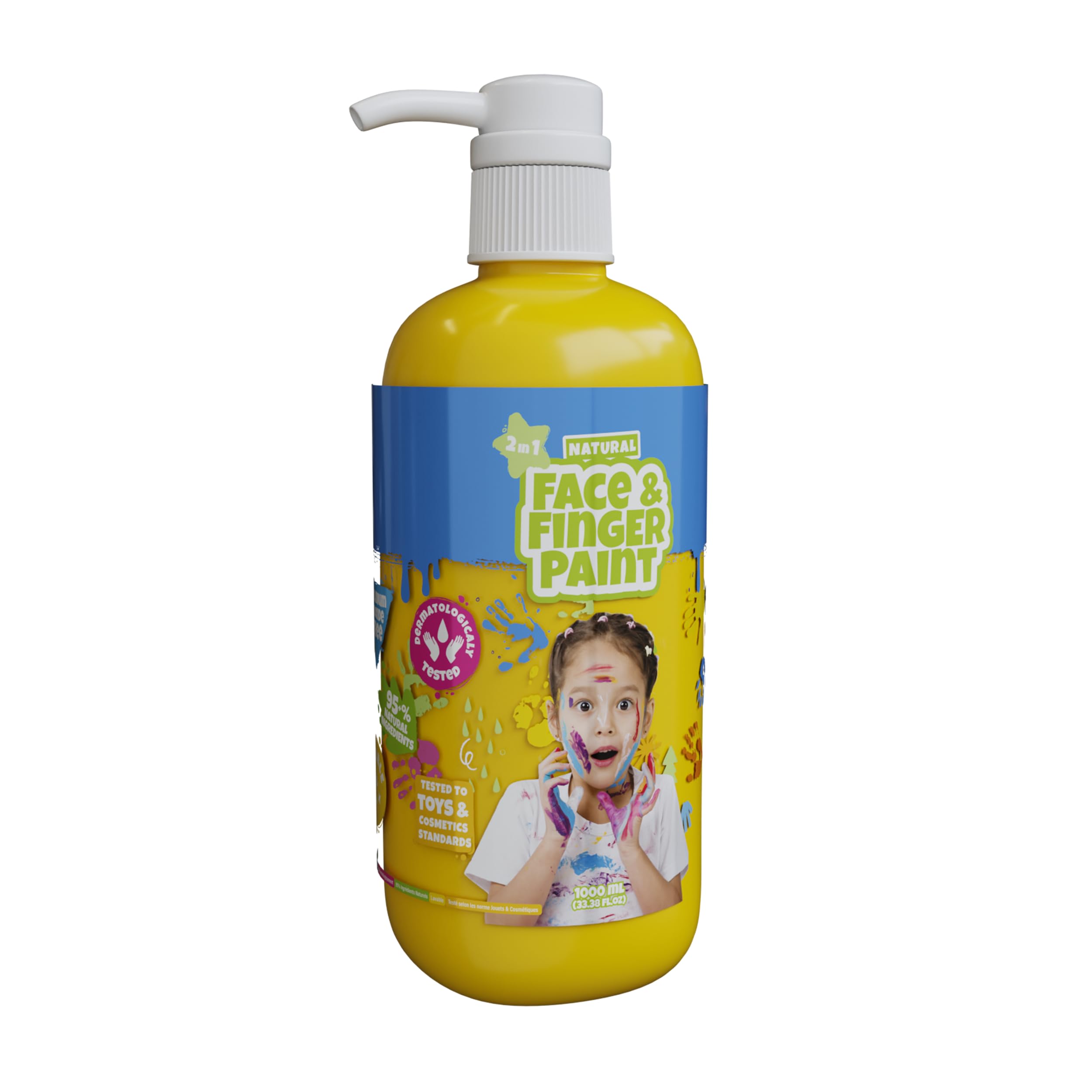 Natural Face & Finger Paint - Flacone di vernice a pompa manuale 1000 ml - Giallo
