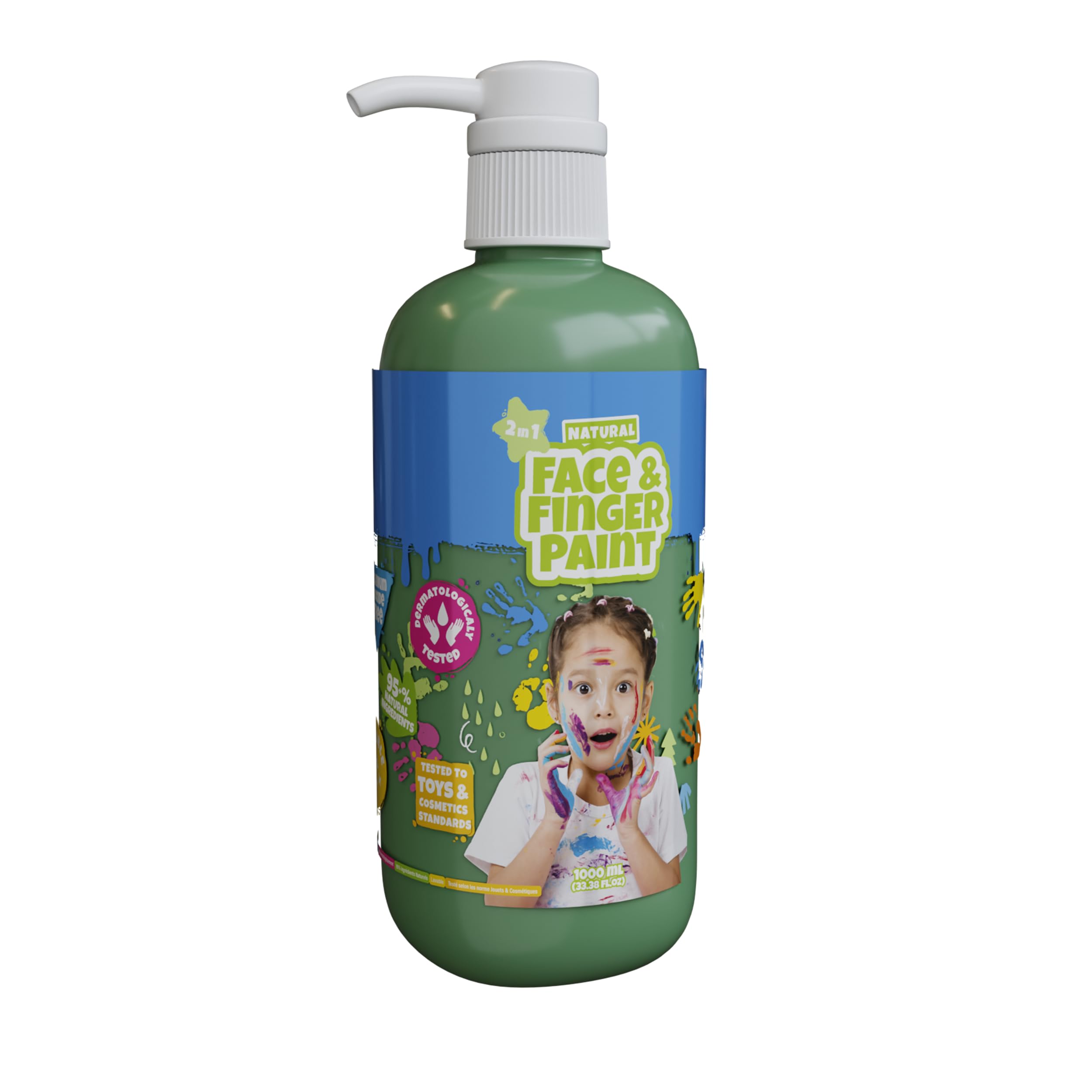 Boti - Natural Face & Fingerpaint Fles met Pompje - Groen 1L