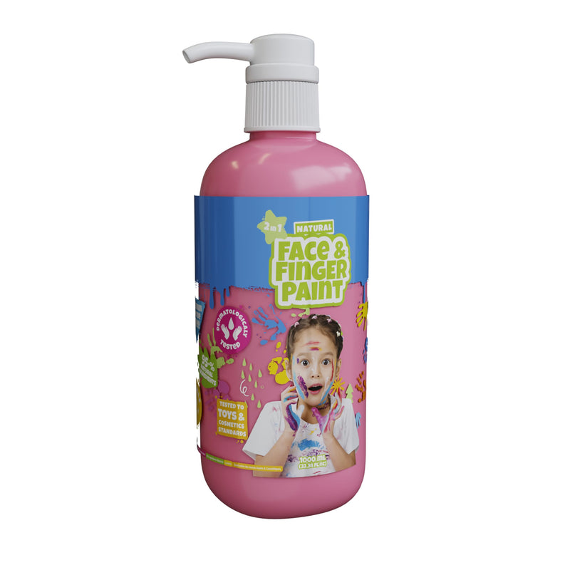 Natural Face & Finger Paint - Flacone di vernice a pompa manuale 1000 ml - Rosa