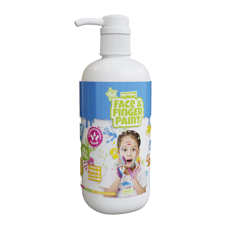 Natural Face & Finger Paint - Flacone di vernice a pompa manuale 1000 ml - Bianco