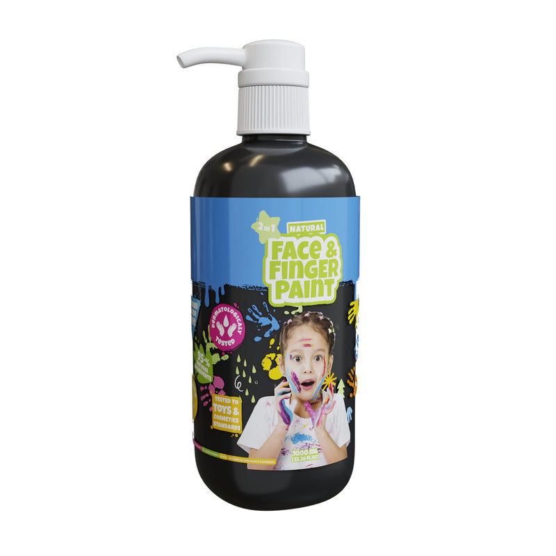 Natural Face & Finger Paint - Flacone di vernice con pompa manuale 1000 ml - Nero