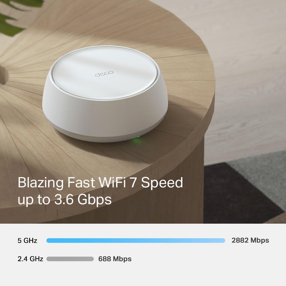 TP-Link Deco BE25 BE3600 Whole Home Mesh WiFi 7 System, 688 Mbps at 2.4 GHz + 2882 Mbps at 5 GHz, 2 × 2.5 Gigabit Ports, Deco App, HomeShield, AI Mesh, MLO, Alexa and Google Assistant Supported