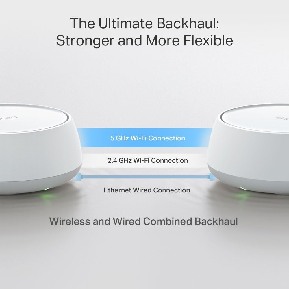 TP-Link Deco BE25 BE3600 Whole Home Mesh WiFi 7 System, 688 Mbps at 2.4 GHz + 2882 Mbps at 5 GHz, 2 × 2.5 Gigabit Ports, Deco App, HomeShield, AI Mesh, MLO, Alexa and Google Assistant Supported