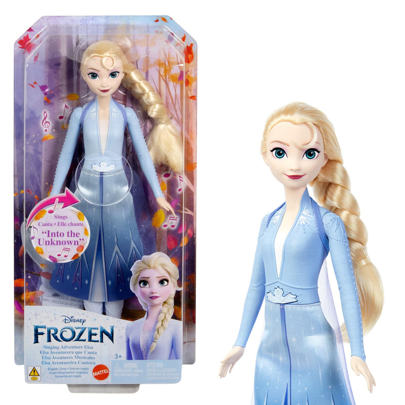 Mattel Disney Frozen Elsa, singende Modepuppe, Singende Abenteuer in charakteristischer Kleidung, singt Wo noch niemand war“ aus dem Disney-Film Die Eiskönigin II“ HXD32