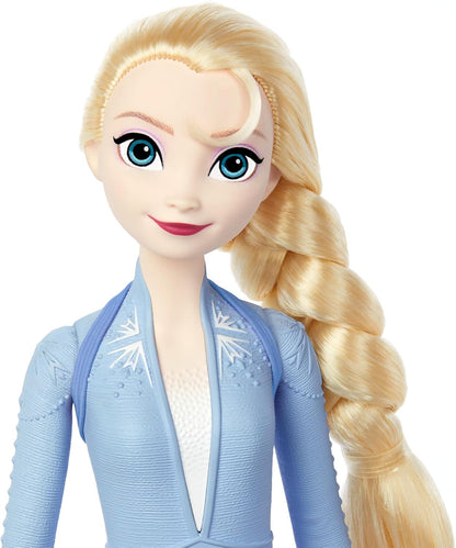 Mattel Disney Frozen Elsa, singende Modepuppe, Singende Abenteuer in charakteristischer Kleidung, singt Wo noch niemand war“ aus dem Disney-Film Die Eiskönigin II“ HXD32