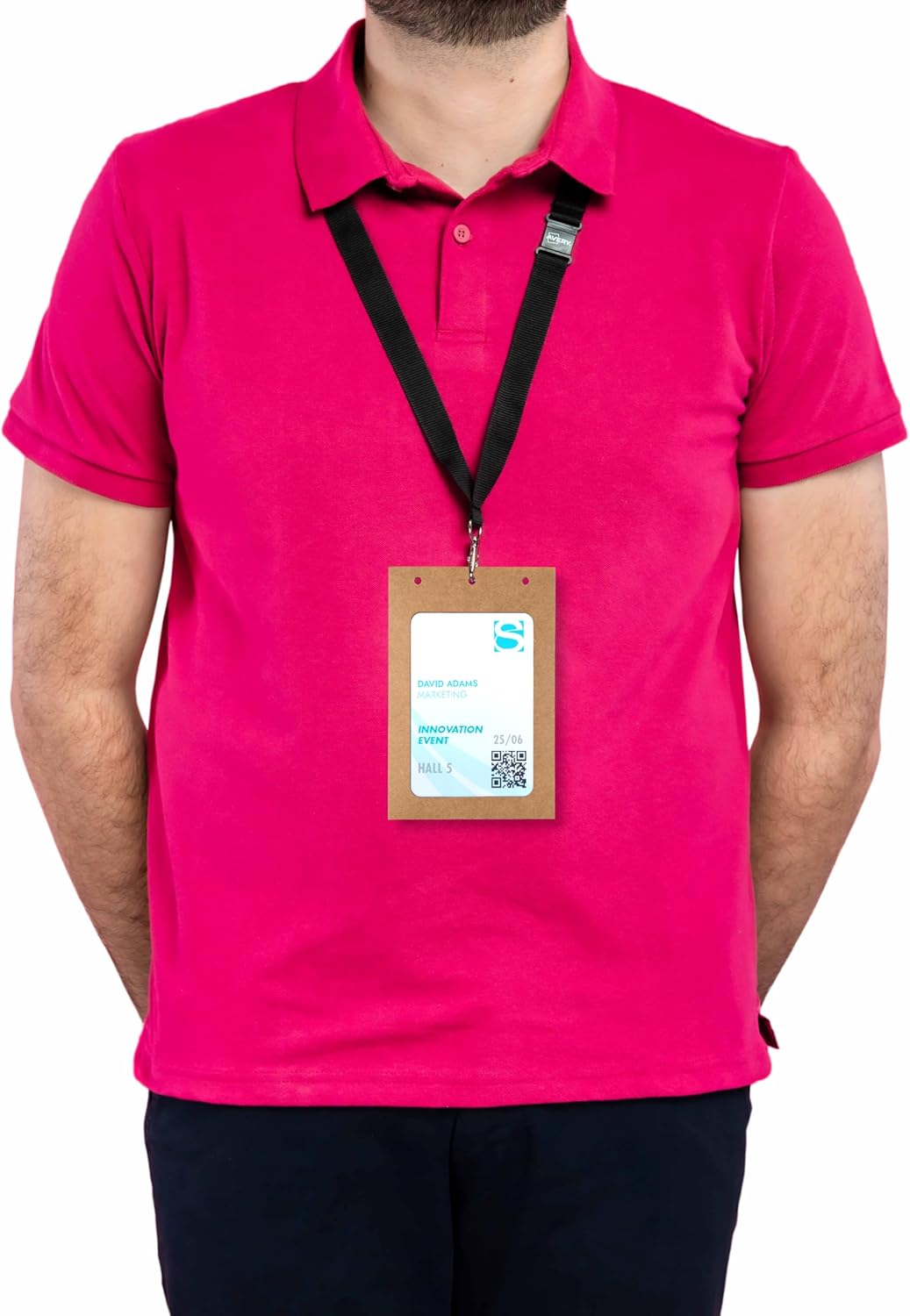 Avery Italia 4839XL - 50 porta badge in cartoncino grande formato A6, 52 inserti in carta certificata FSC® inclusi stampabili laser e inkjet