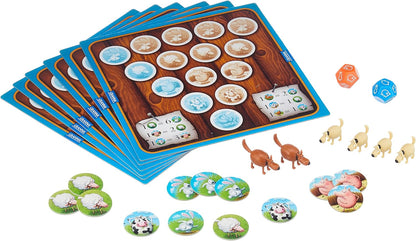 Red Glove - Super Farmer Gioco da tavolo RG2007, 6-100 anni, 6 Tabelloni, 2 Dadi a 12 Facce, 120 Tessere Animali, 4 Cani Piccoli e 2 Cani Grossi di Plastica, Regolamento