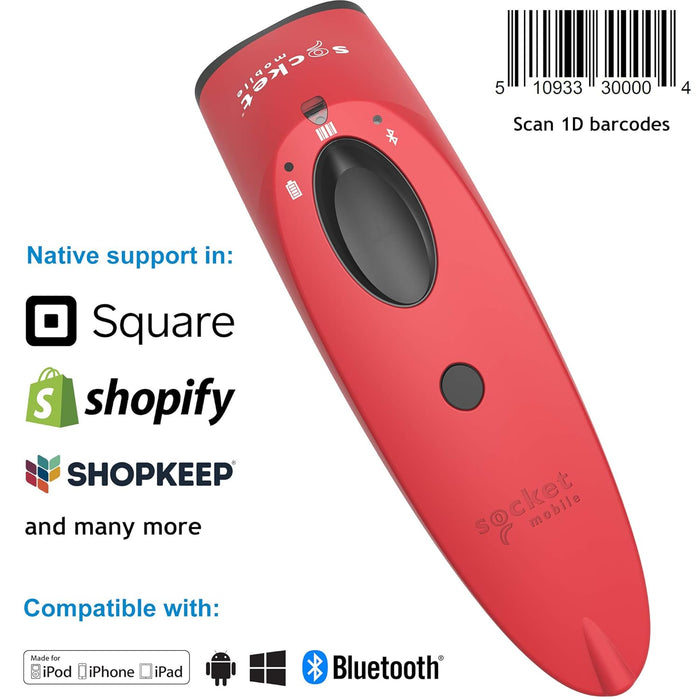 SocketScan S700, Linear Barcode Scanner, Red & Black Charging Dock