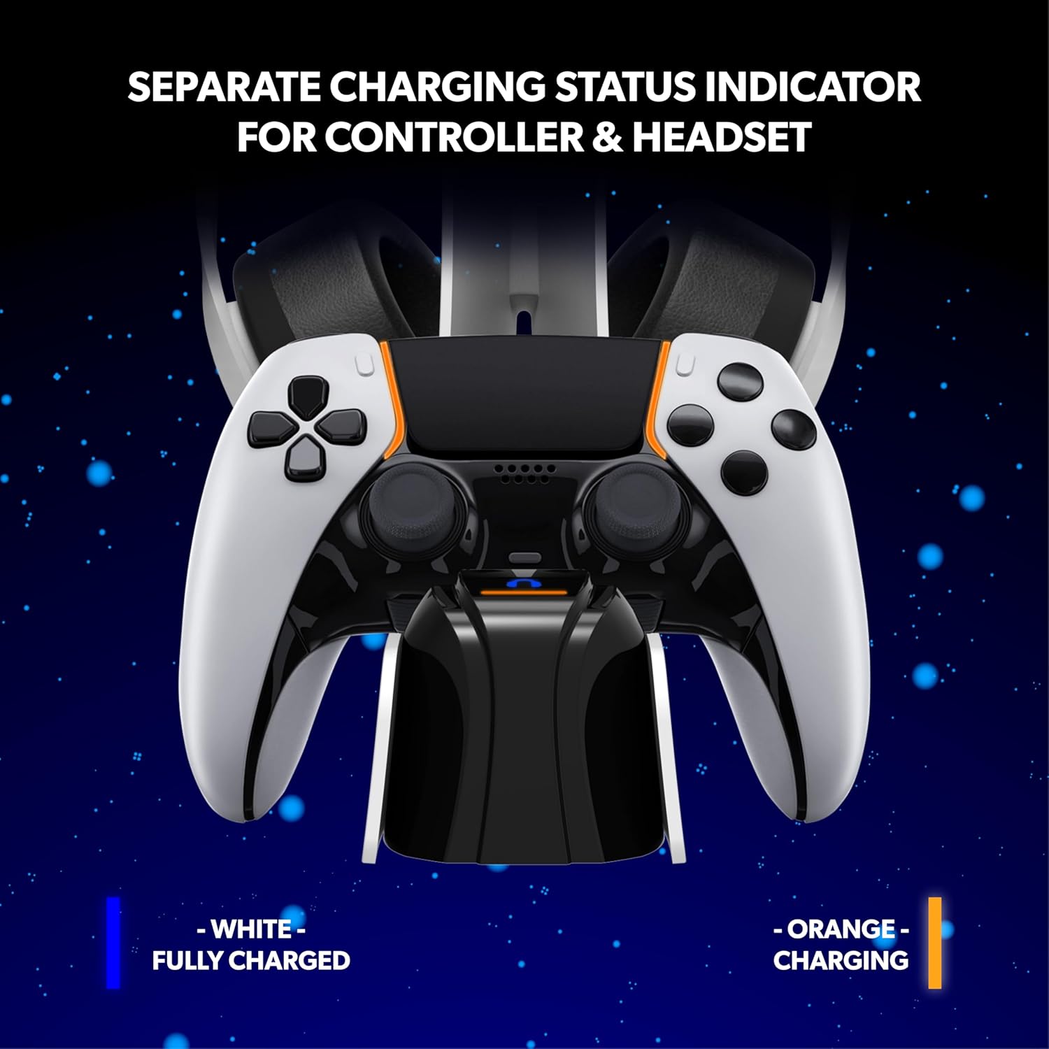 snakebyte PS5-controller en headset laadstation - laadt DualSense & DualSense Edge Controller & draadloze headsets, 2 uur ultrasnel opladen, geteste Duitse kwaliteit, Playstation 5 Design (wit