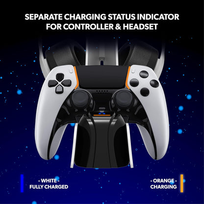 snakebyte PS5-controller en headset laadstation - laadt DualSense & DualSense Edge Controller & draadloze headsets, 2 uur ultrasnel opladen, geteste Duitse kwaliteit, Playstation 5 Design (wit