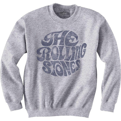 Rolling Stones The Felpa Vintage 70S Band Logo Nuovo Ufficiale Grigio Unisex