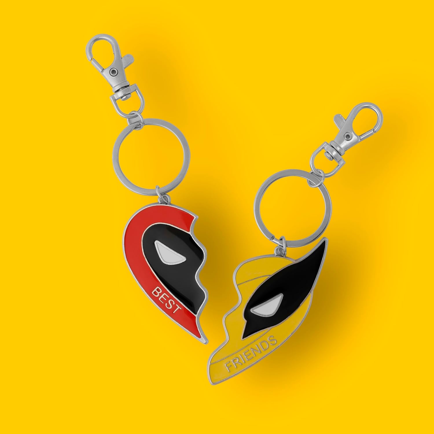 Deadpool & Wolverine BFF Split Heart Charm Keychain