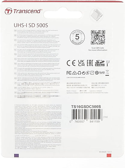 Transcend 500S - Flash Memory Card - 16 Gb - Uhs-I U1 / Class10 - Sdhc Uhs-I