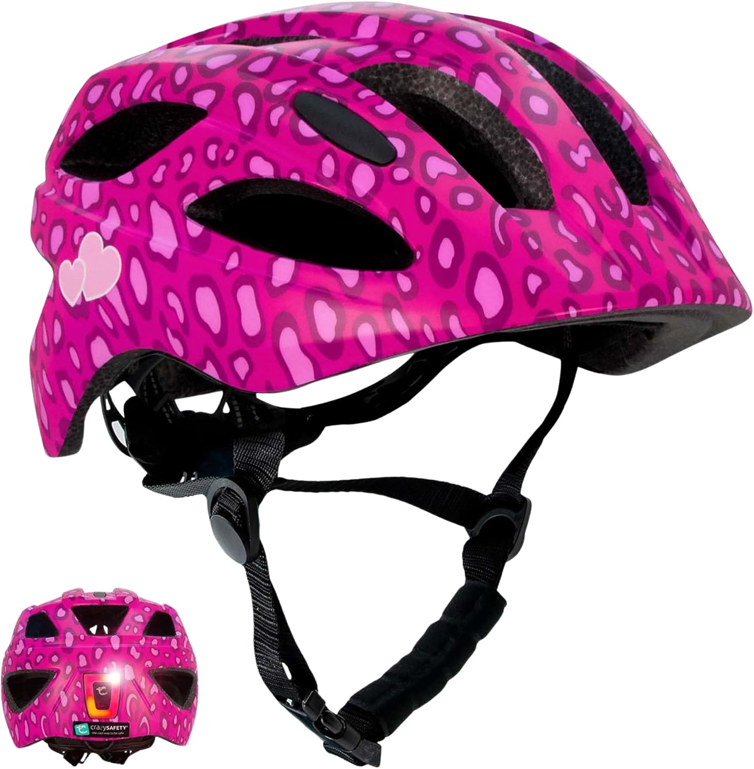 Kinderfietshelm Met USB-lamp - Maat van kind tot tiener | Afmetingen 54-58 | Prachtige Fietshelm Voor Jongens & Meisjes | Oplaadbaar Ingebouwd LED-licht | Reflecterende Bandjes