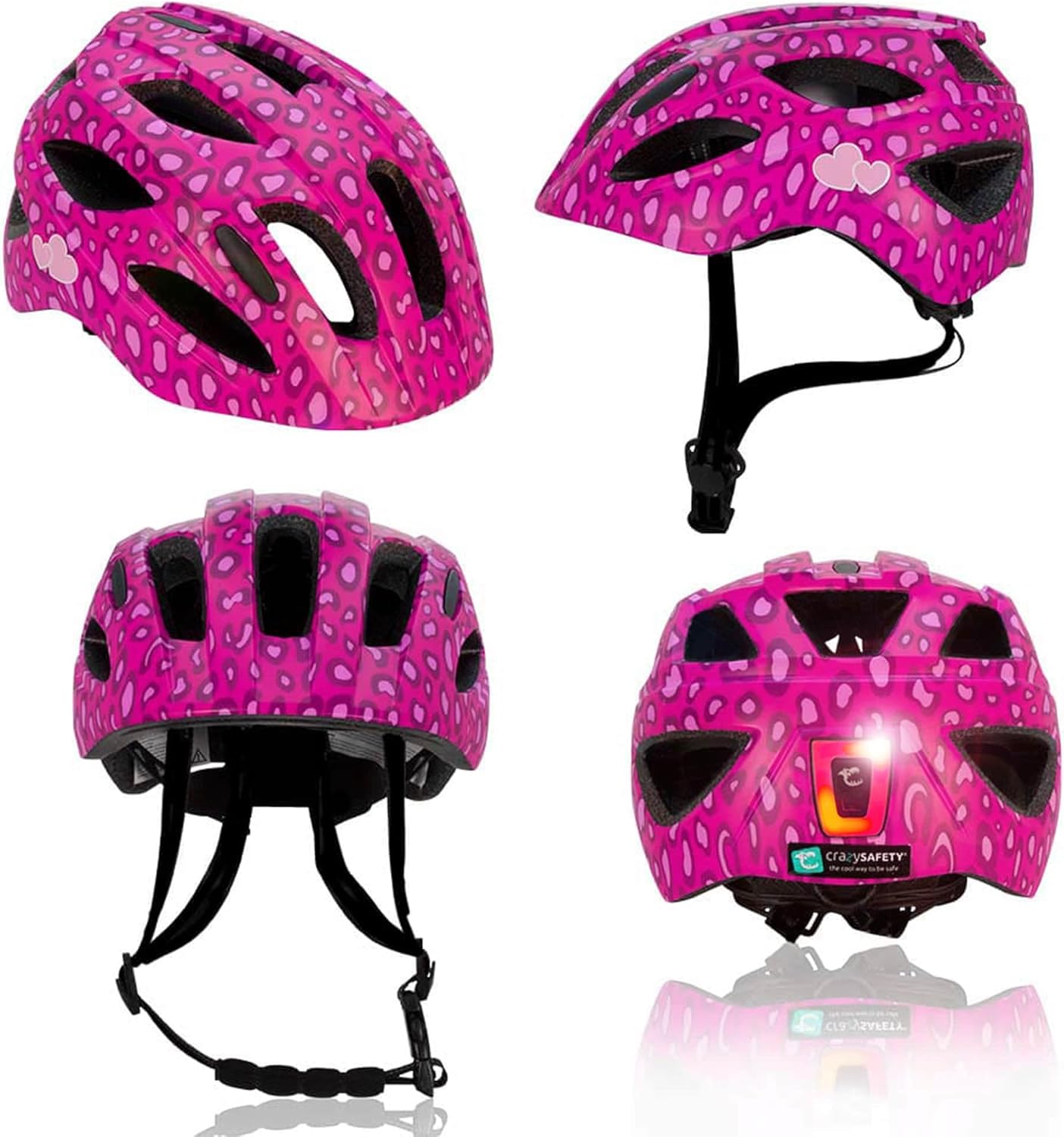 Kinderfietshelm Met USB-lamp - Maat van kind tot tiener | Afmetingen 54-58 | Prachtige Fietshelm Voor Jongens & Meisjes | Oplaadbaar Ingebouwd LED-licht | Reflecterende Bandjes
