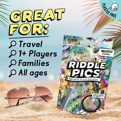 Riddle Pics Day at the Festival: Music Edition - Travel Trivia Game, Great for Families, Adults and Kids, 101 Riddles to find and solve, Gifts for Music Lovers | Best Christmas Board Games