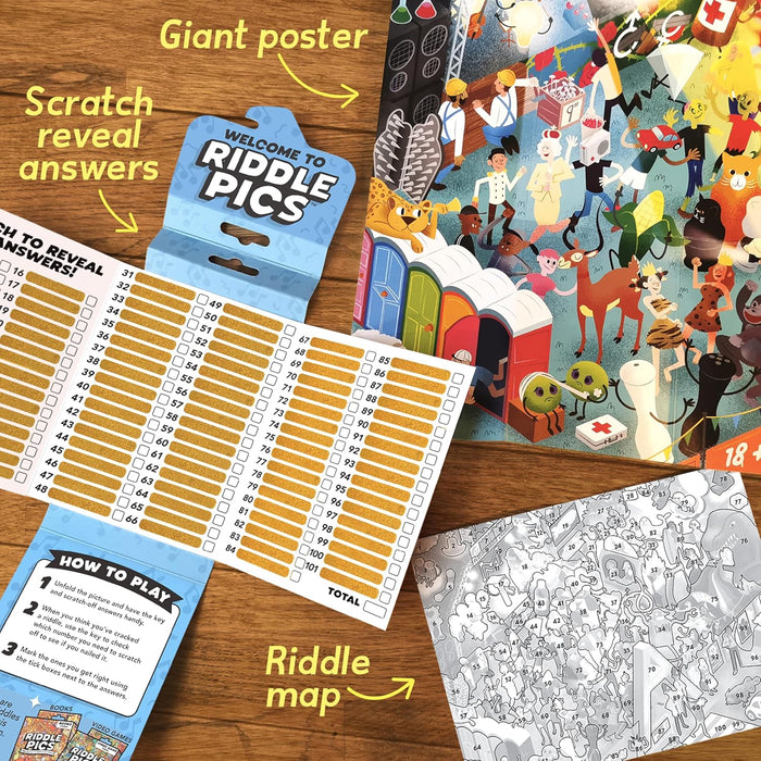 Riddle Pics Day at the Festival: Music Edition - Travel Trivia Game, Great for Families, Adults and Kids, 101 Riddles to find and solve, Gifts for Music Lovers | Best Christmas Board Games