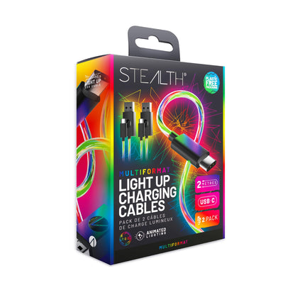 STEALTH 2M Light Up Twin Play & Charge Cables, Compatible with PS5 and Switch
