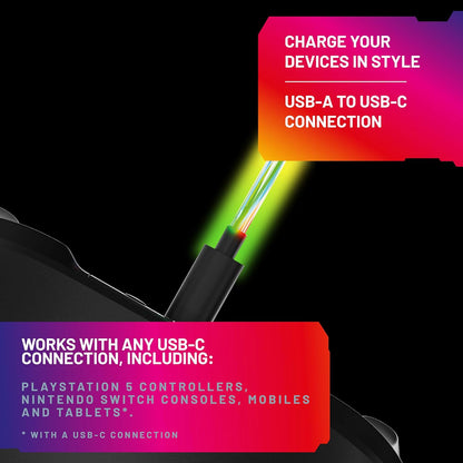 STEALTH 2M Light Up Twin Play & Charge Cables, Compatible with PS5 and Switch