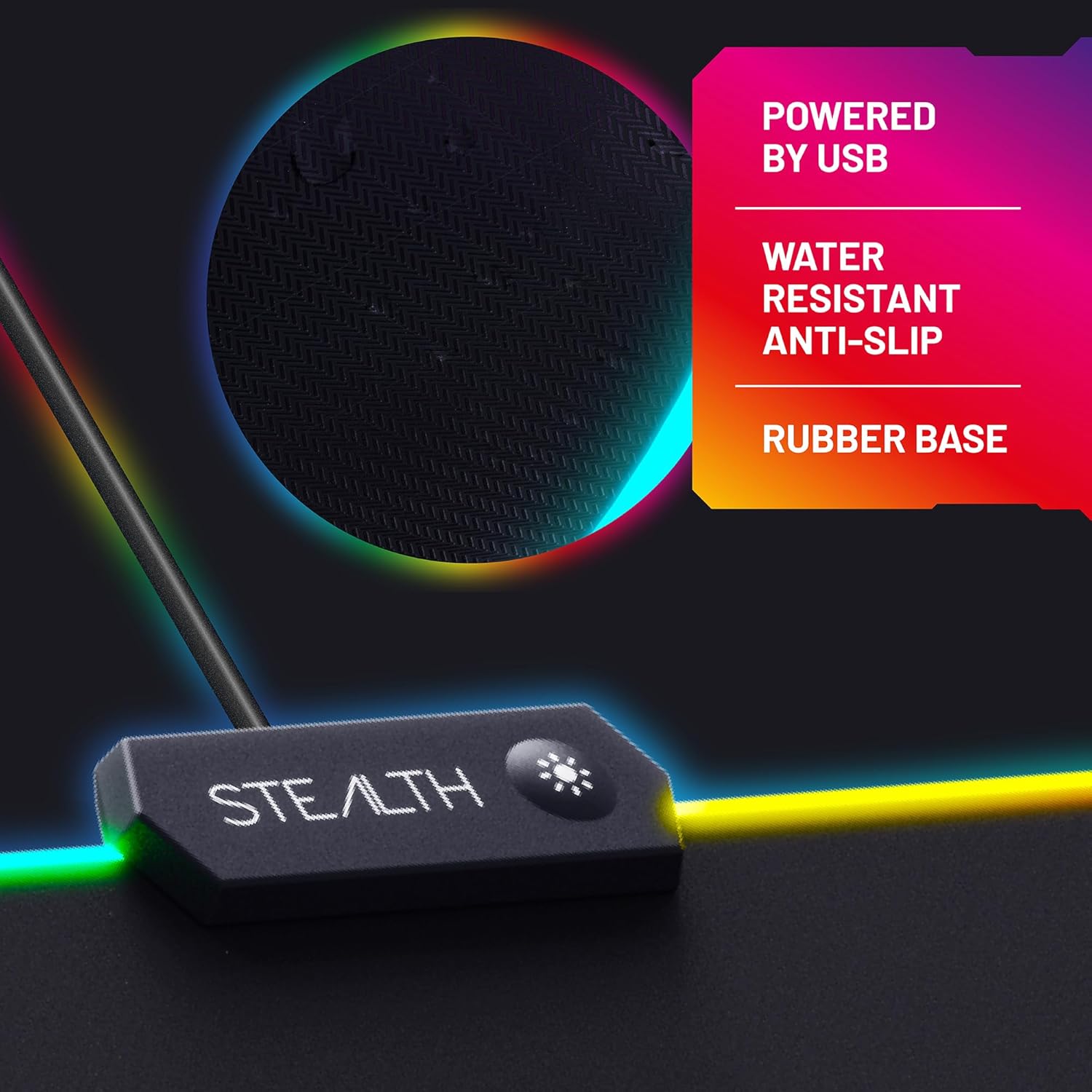 STEALTH LED Light-Up XL Gaming Mat Compatible with PC and Consoles - No-slip, Durable, Comfortable Gaming With up to 13 RGB Lighting Effects