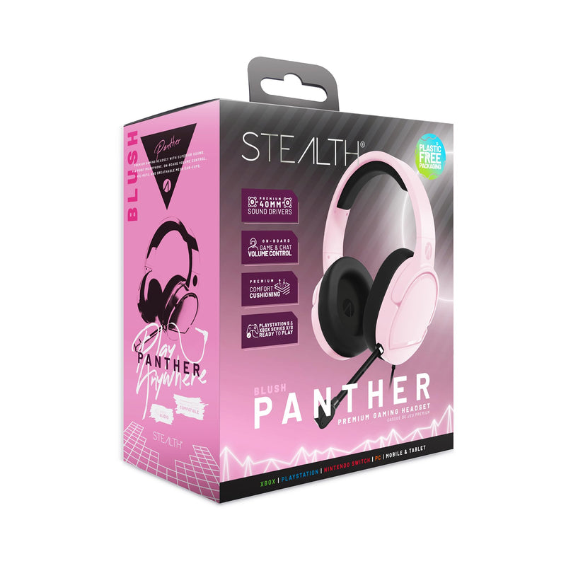 STEALTH PANTHER Blush - Over Ear Gaming Headset PS4/PS5, XBOX, Switch, PC with Flexible Mic, 3.5mm Jack, 1.5m Cable, Lightweight, Comfortable and Durable