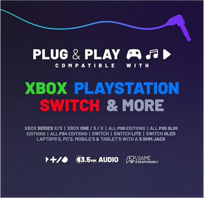 STEALTH PANTHER Blush - Over Ear Gaming Headset PS4/PS5, XBOX, Switch, PC with Flexible Mic, 3.5mm Jack, 1.5m Cable, Lightweight, Comfortable and Durable