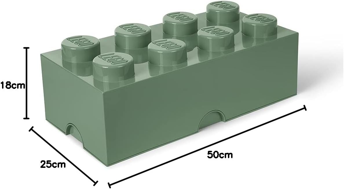 Mattoncino-contenitore Lego a 8 Bottoncini, Contenitore Impilabile, 12 L, Sabbia Verde