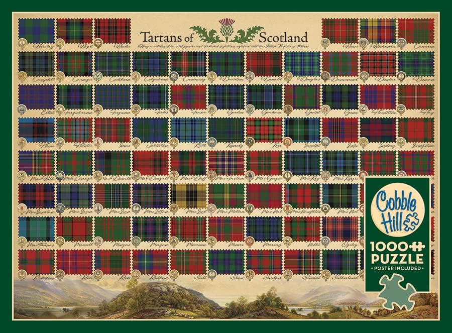 Cobble Hill 1000 Piece Puzzle Tartans of Scotland-Sample Poster Included
