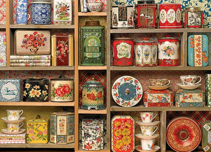 Cobble Hill 1000 Piece Puzzle Vintage Tins-Sample Poster Included