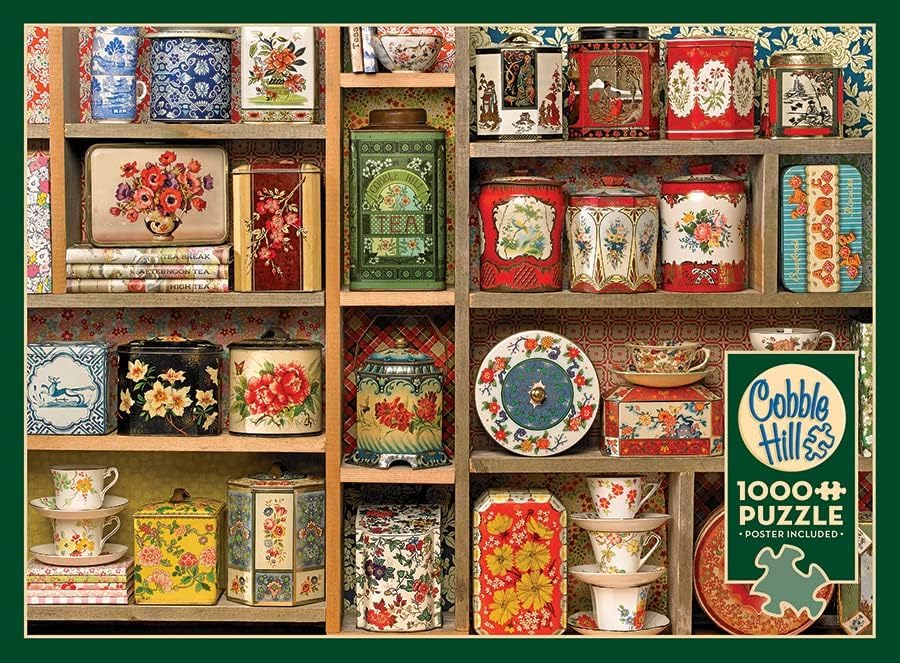 Cobble Hill 1000 Piece Puzzle Vintage Tins-Sample Poster Included