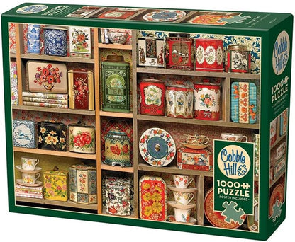 Cobble Hill 1000 Piece Puzzle Vintage Tins-Sample Poster Included