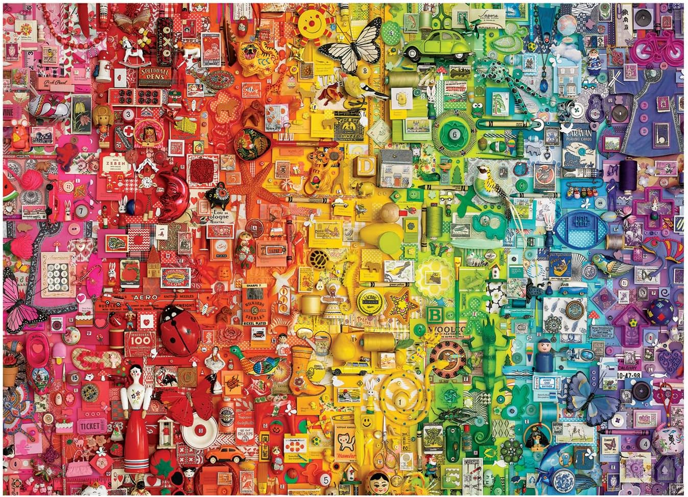 Cobble Hill 1000 Piece Puzzle Colourful Rainbow-Sample Poster Included, Medium, Red