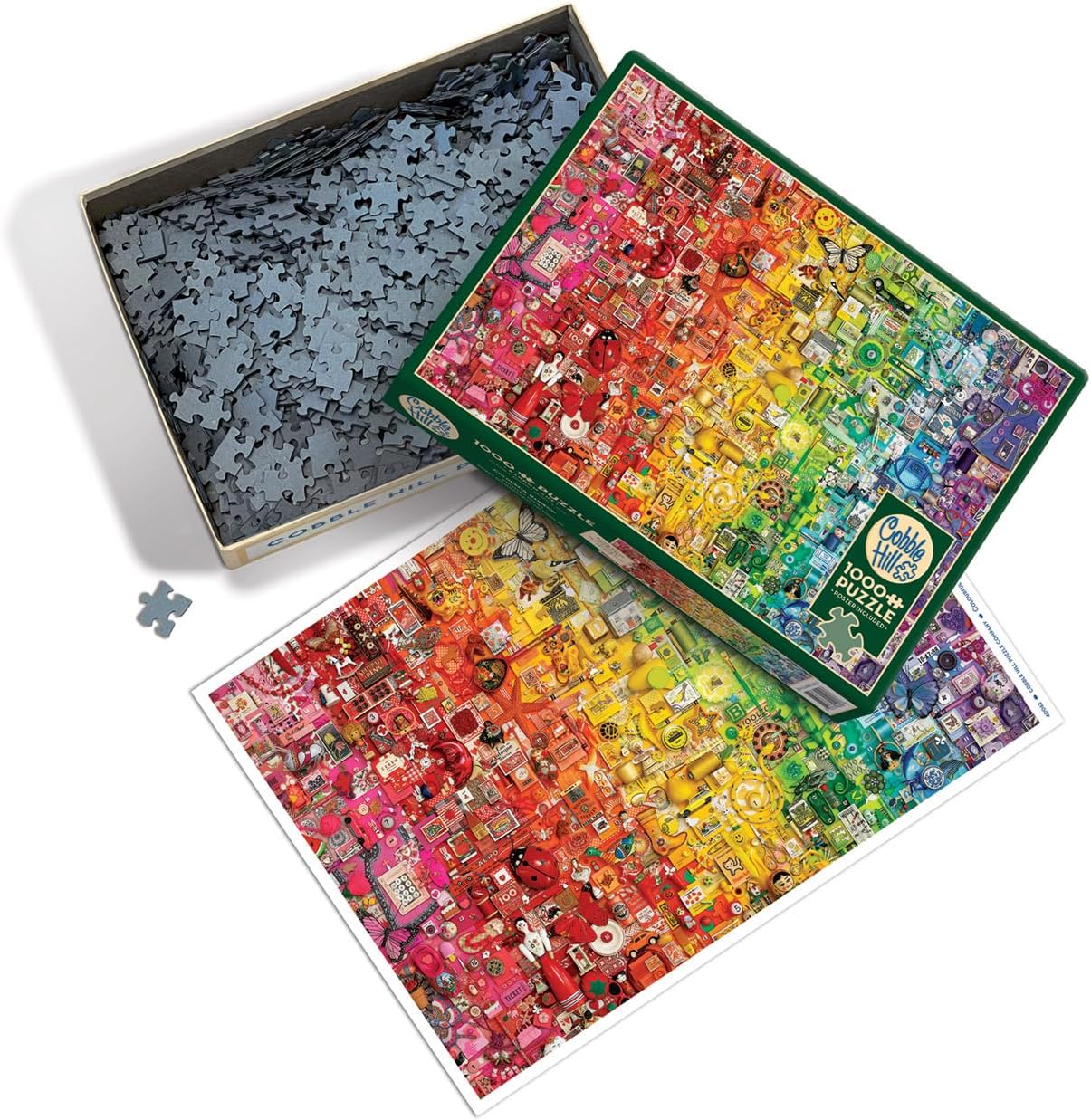 Cobble Hill 1000 Piece Puzzle Colourful Rainbow-Sample Poster Included, Medium, Red