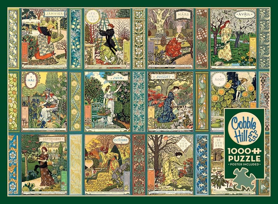 Cobble Hill 1000 Piece Puzzle Jardiniere: A Gardener's Calendar-Sample Poster Included